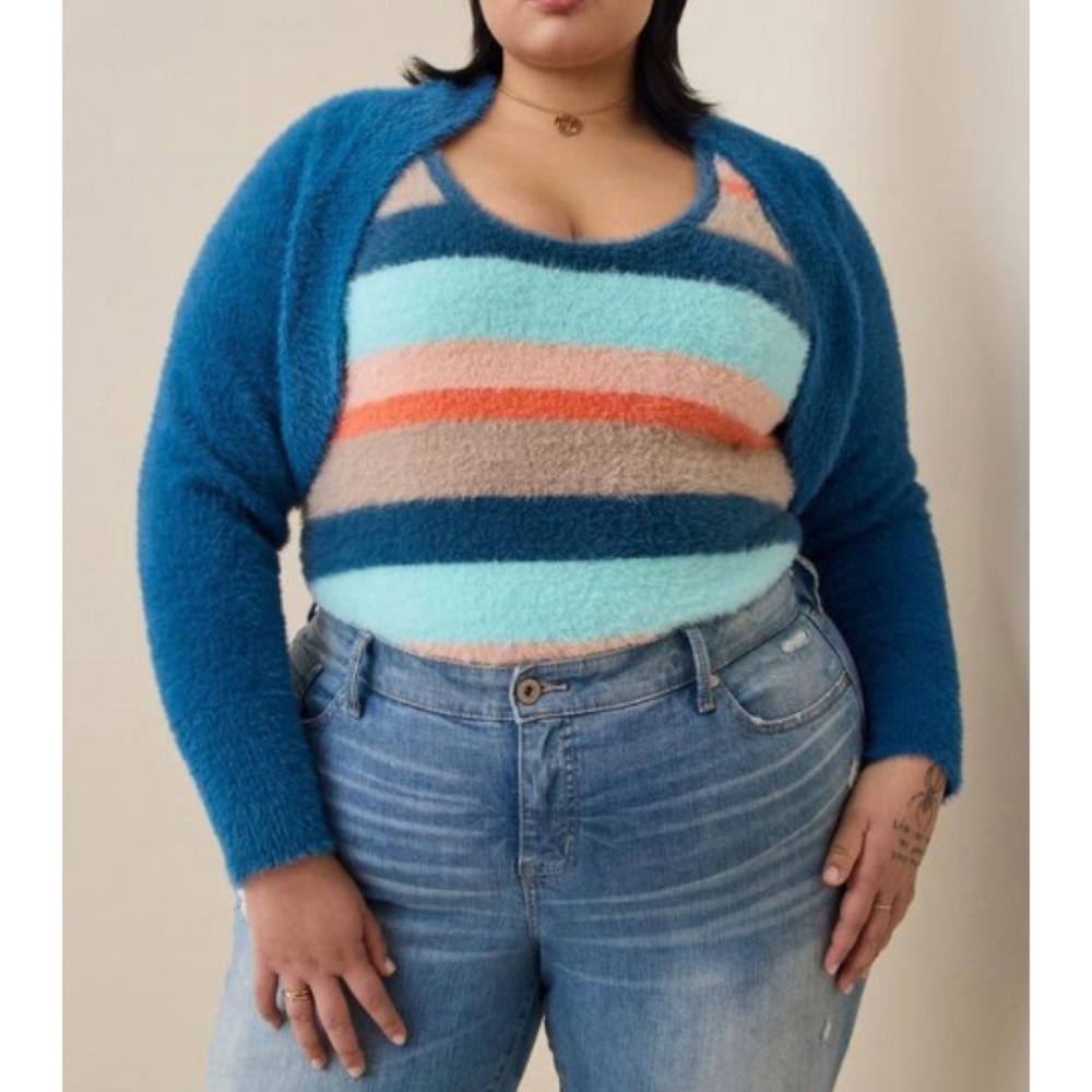 🆕 Blue Eyelash Shrug Cardigan Sweater 2 2X 18 20 NWT Torrid New!